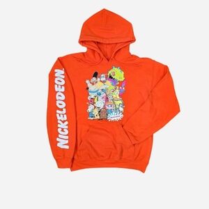 Nickelodeon Hoodie Rugrats Hey Arnold Ren Stimpy Orange Pullover Size S‎